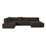 Canap modulable 7 places angle gauche en tissu mailles 3d gris fonc