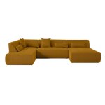 Canap modulable 7 places angle gauche en tissu mailles 3d jaune