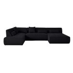Canapé modulable 7 places angle gauche en tissu mailles 3d noir Canapé modulable 7 places angle gauche en tissu mailles 3d noir