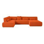 Canap� modulable 7 places angle gauche en tissu mailles 3d orange