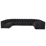 Canapé modulable 7 places angle gauche en tissu texturé noir Canapé modulable 7 places angle gauche en tissu texturé noir
