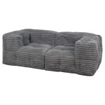 Canap� modulable fourrure c�tel� 90x180 cm gris fonc�
