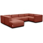 Canap� modulable panoramique 6 places, m�ridienne droite + pouf rouille