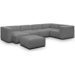 Canap� modulable panoramique 6 places, m�ridienne gauche + pouf gris
