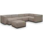 Canap� modulable panoramique 6 places, m�ridienne gauche + pouf taupe