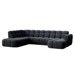 Canap� panoramique 6 places en tissu noir