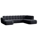 Canap� panoramique 6 places en tissu noir