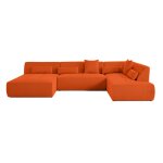 Canap panoramique 7 places angle droit en tissu mailles 3d orange