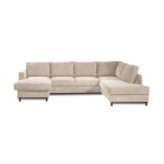 Canap panoramique 7 places angle droit en velours ctel beige