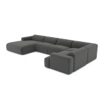 Canap� panoramique 7 places angle gauche bouclette xxl gris