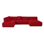 Canapé panoramique 7 places angle gauche en tissu mailles 3d rouge Canapé panoramique 7 places angle gauche en tissu mailles 3d rouge