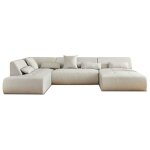 Canap� panoramique 7 places en tissu beige