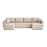 Canap� panoramique 7 places en u en tissu beige