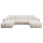 Canapé panoramique 7 places en u en tissu beige Canapé panoramique 7 places en u en tissu beige