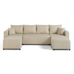 Canap� panoramique 7 places en u en tissu beige