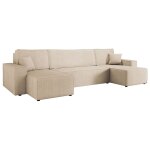 Canap� panoramique 7 places en u en tissu textur� beige