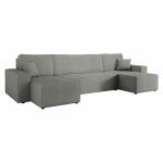 Canap� panoramique 7 places en u en tissu textur� gris