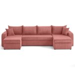 Canap panoramique 7 places en u en velours ctel rose
