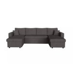 Canap� panoramique convertible 2 coffres en velours c�tel� - gris