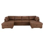 Canap panoramique convertible 7 places en sudine marron