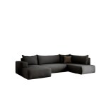 Canapé panoramique convertible en tissu noir Canapé panoramique convertible en tissu noir