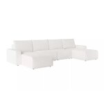 Canapé panoramique fixe 6 places en tissu bouclette - blanc Canapé panoramique fixe 6 places en tissu bouclette - blanc