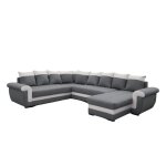 Canap panoramique en tissu gris et simili blanc