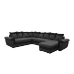 Canap panoramique en tissu gris et simili noir