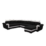 Canap panoramique en tissu noir et simili blanc