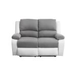Canap de relaxation lectrique 2 places gris et pu blanc - valia