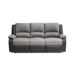 Canap relaxation manuel 3 places microfibre / simili - gris / noir