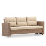 Canap triple 3 places en aluminium et rotin synthtique