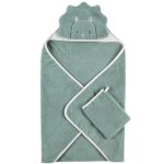 Cape de bain avec gant dinosaure vert (75 x 75 cm)