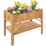 Carré potager de jardin sur pied surélevé en bois avec étagère marron Carré potager de jardin sur pied surélevé en bois avec étagère marron