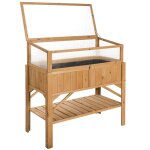Carr potager de jardin sur pied surlev bois de pin imprgn marron