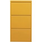 Casier  chaussures 3 tiroirs en acier jaune