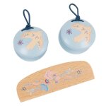 Castagnettes et harmonica enfant en bois de schima et htre multicolores