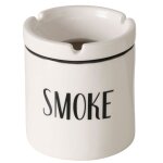 Cendrier rond en cramique blanc et noir 9x9x10cm