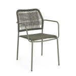 Chaise avec accoudoirs en acier et fibre synthétique verte Chaise avec accoudoirs en acier et fibre synthétique verte