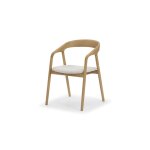 Chaise avec accoudoirs en chne massif, assise beige
