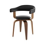 Chaise avec accoudoirs en cuir synthtique noir
