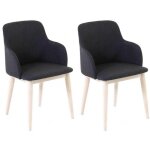 Chaise accoudoirs tissu gris fonc pitement placage chne manie