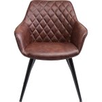Chaise avec accoudoirs vintage marron et acier Chaise avec accoudoirs vintage marron et acier