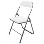 Chaise d'appoint pliante en mtal et pvc blanc 44x48x80cm