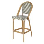 Chaise de bar de jardin professionnelle en rsine tresse recycle blanche et verte