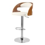 Chaise de bar rglable 62 / 84 cm en cuir synthtique blanc