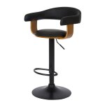 Chaise de bar rglable 62 / 84 cm en cuir synthtique noir