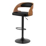 Chaise de bar réglable 62 / 84 cm en cuir synthétique noir Chaise de bar réglable 62 / 84 cm en cuir synthétique noir