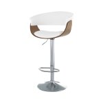 Chaise de bar rglable et pivotante 59 / 81 cm en cuir synthtique blanc