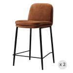 Chaise de bar tissu chenill terracota et mtal noir mat (x2)